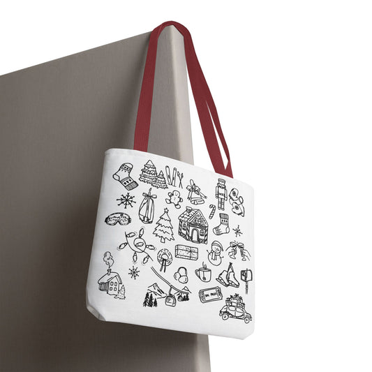 Holiday Doodle Tote Bag — Festive Christmas