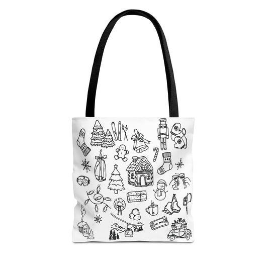 Holiday Doodle Tote Bag — Festive Christmas