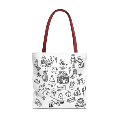 Holiday Doodle Tote Bag — Festive Christmas