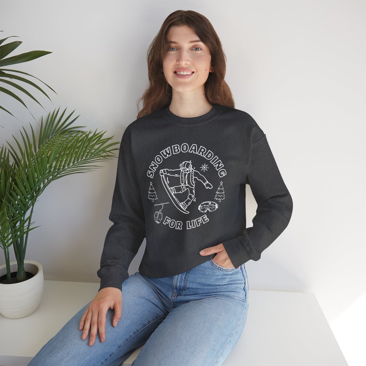 Snowboarding Crewneck Sweatshirt – Retro Snowboarder Graphic