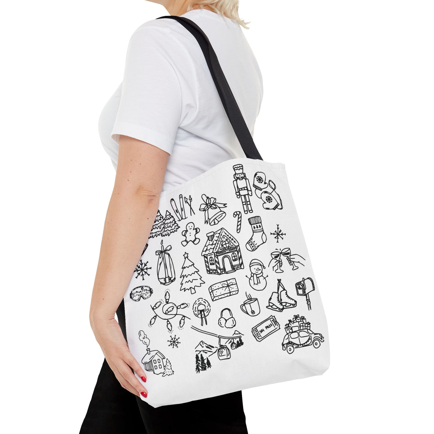 Holiday Doodle Tote Bag — Festive Christmas