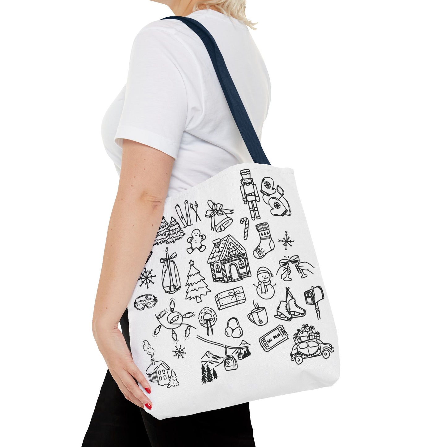 Holiday Doodle Tote Bag — Festive Christmas