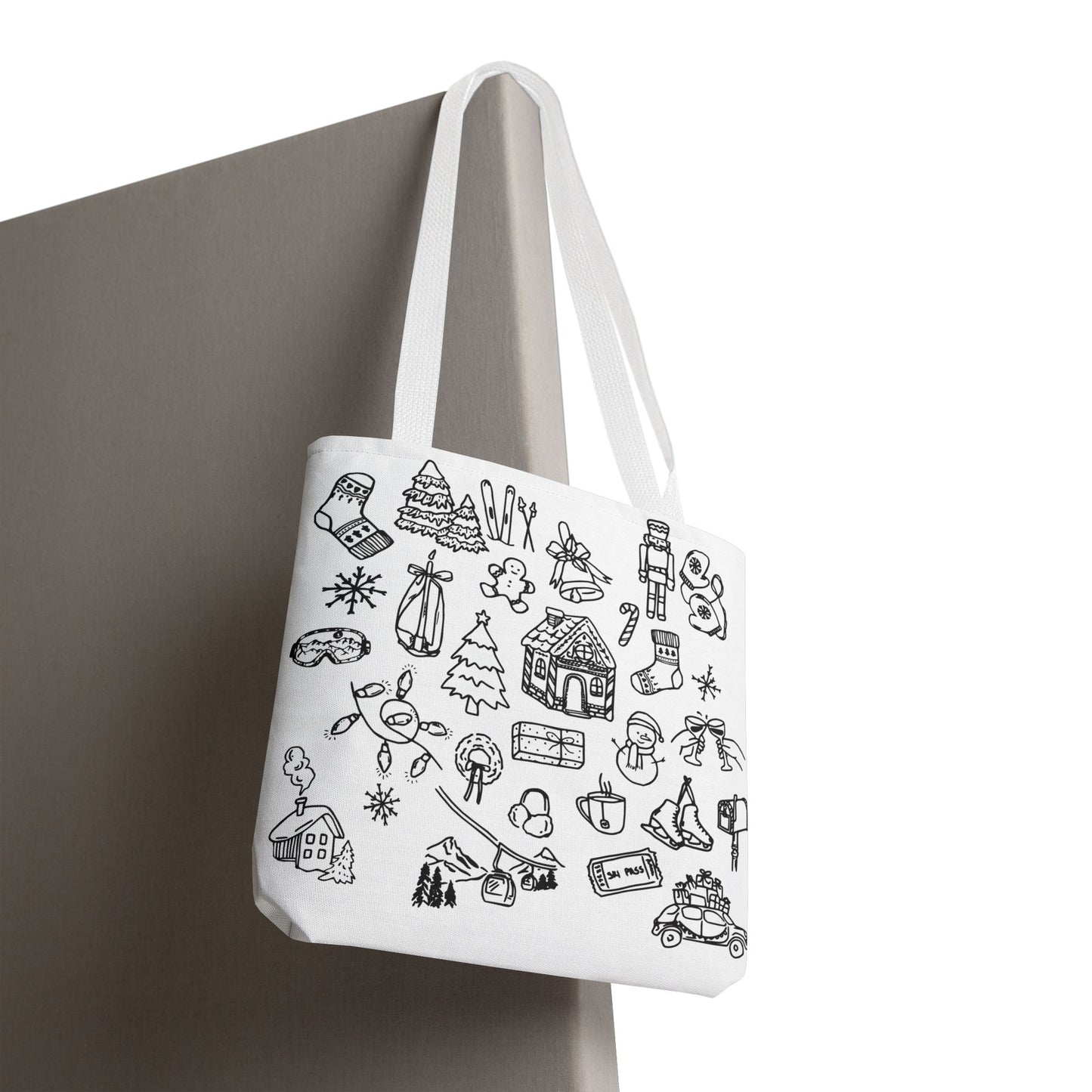 Holiday Doodle Tote Bag — Festive Christmas