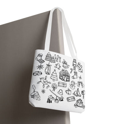 Holiday Doodle Tote Bag — Festive Christmas