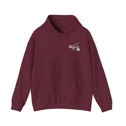 Hoodie — Minimal Ski Resort Line Art Hoodie (chairlift, skis & mountain)