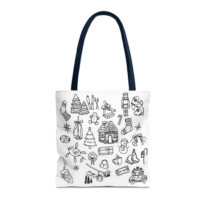 Holiday Doodle Tote Bag — Festive Christmas