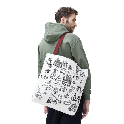 Holiday Doodle Tote Bag — Festive Christmas