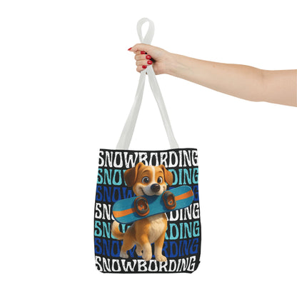 Snowboarding Puppy Tote Bag