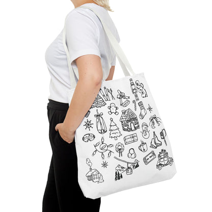 Holiday Doodle Tote Bag — Festive Christmas