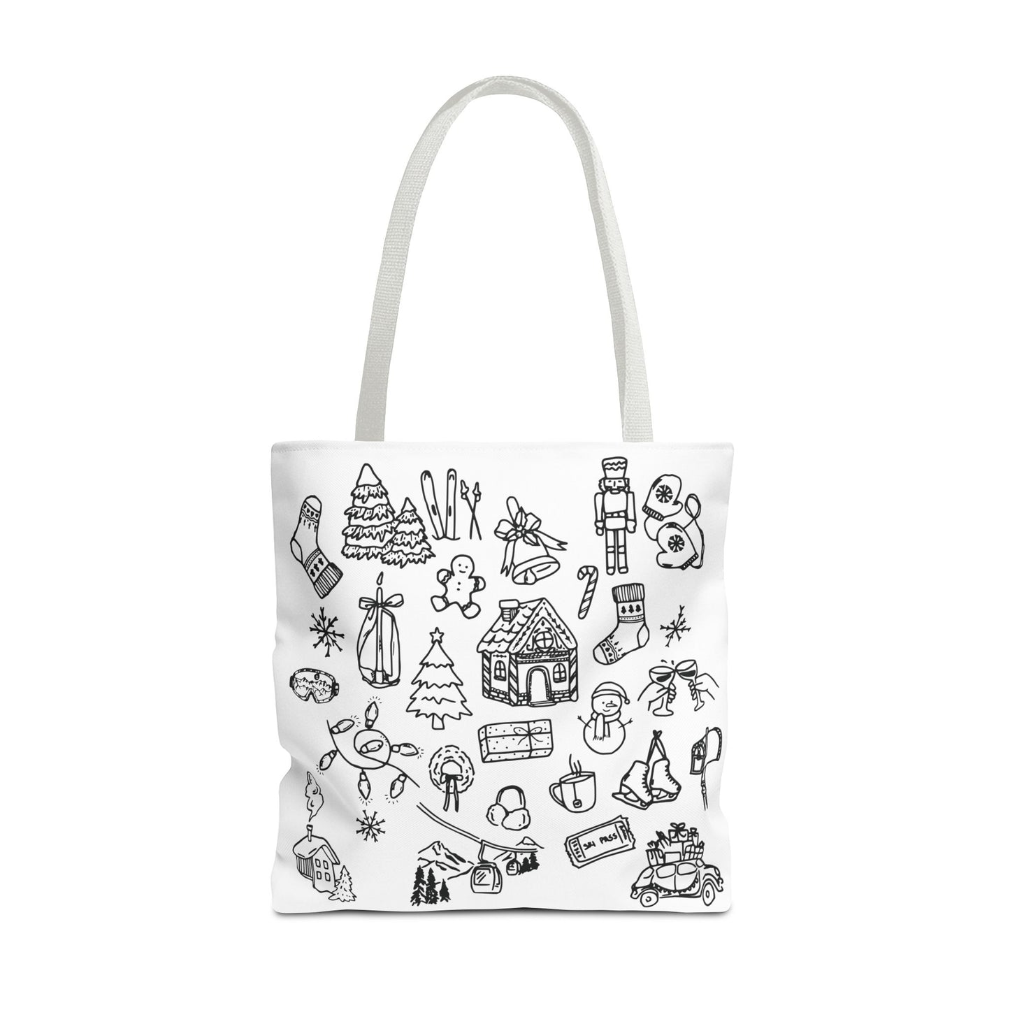 Holiday Doodle Tote Bag — Festive Christmas