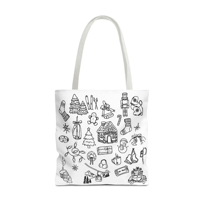 Holiday Doodle Tote Bag — Festive Christmas