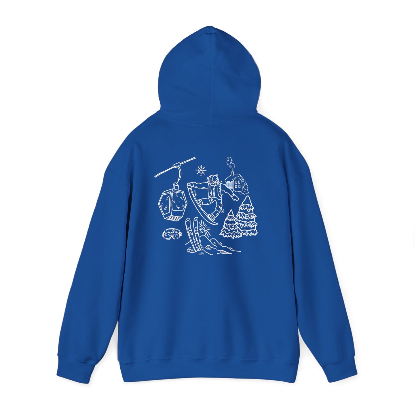 Hoodie — Minimal Ski Resort Line Art Hoodie (chairlift, skis & mountain)