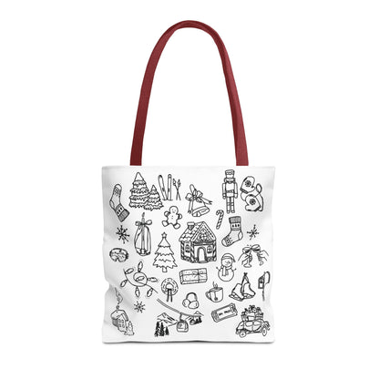Holiday Doodle Tote Bag — Festive Christmas