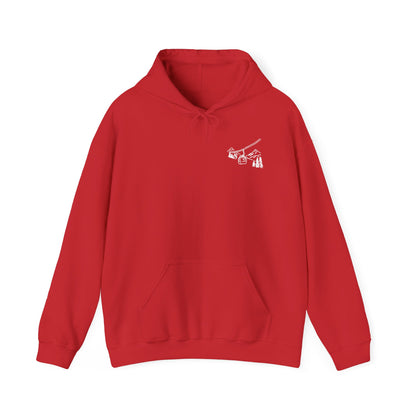 Hoodie — Minimal Ski Resort Line Art Hoodie (chairlift, skis & mountain)