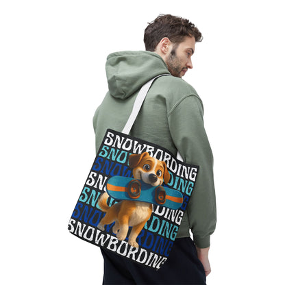 Snowboarding Puppy Tote Bag