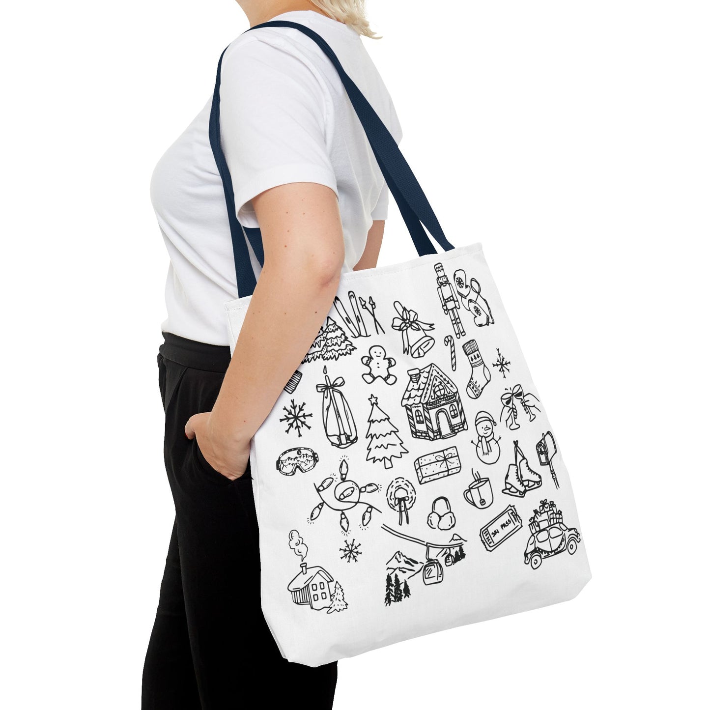 Holiday Doodle Tote Bag — Festive Christmas