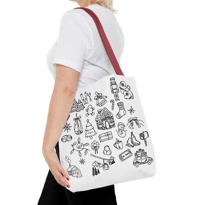 Holiday Doodle Tote Bag — Festive Christmas