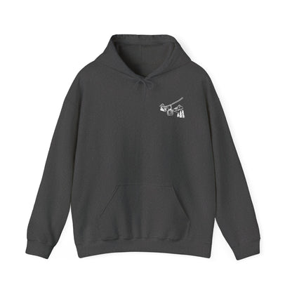 Hoodie — Minimal Ski Resort Line Art Hoodie (chairlift, skis & mountain)