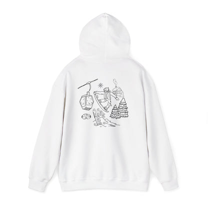 Hoodie — Minimal Ski Resort Line Art Hoodie (chairlift, skis & mountain)