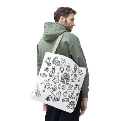 Holiday Doodle Tote Bag — Festive Christmas