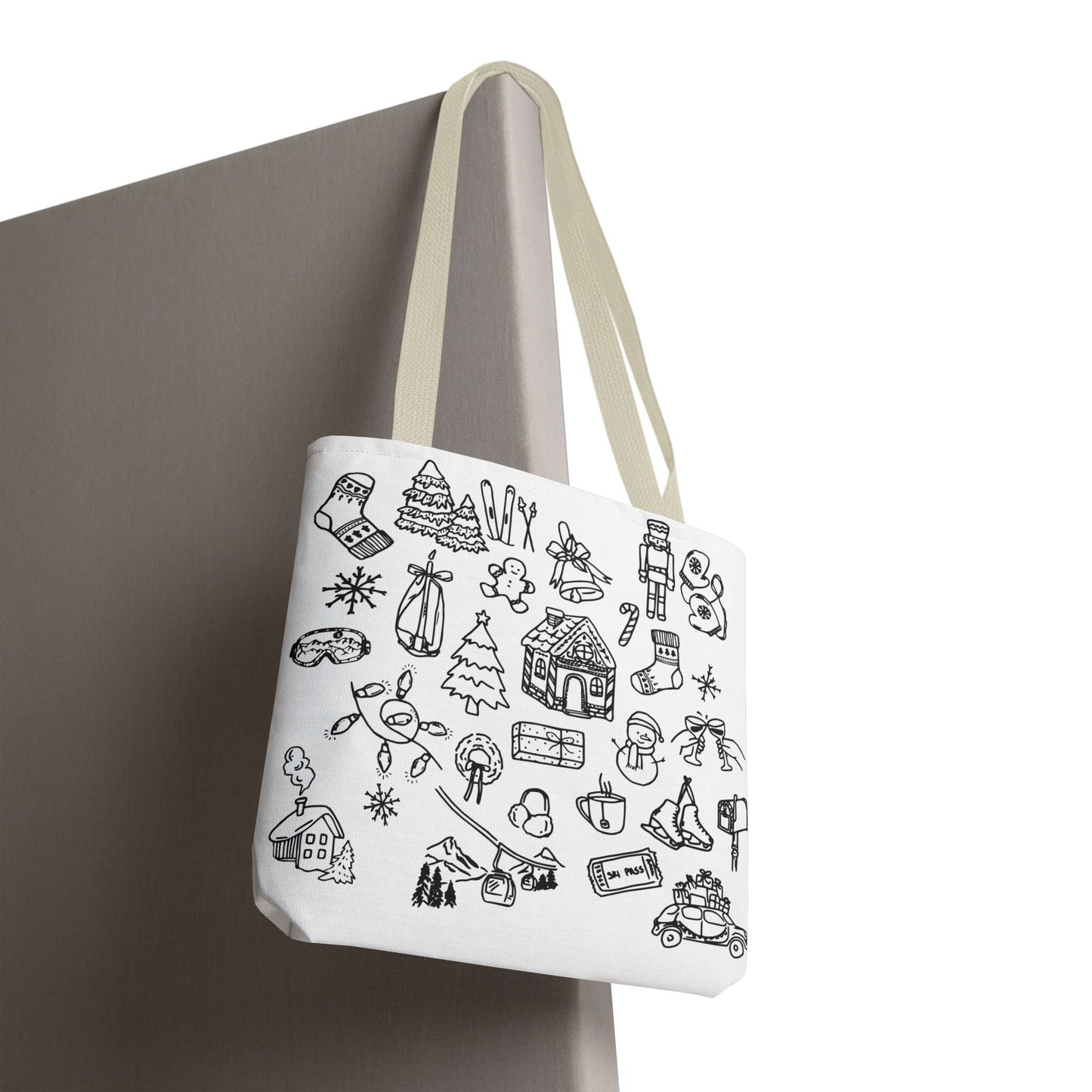 Holiday Doodle Tote Bag — Festive Christmas