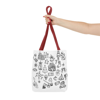 Holiday Doodle Tote Bag — Festive Christmas