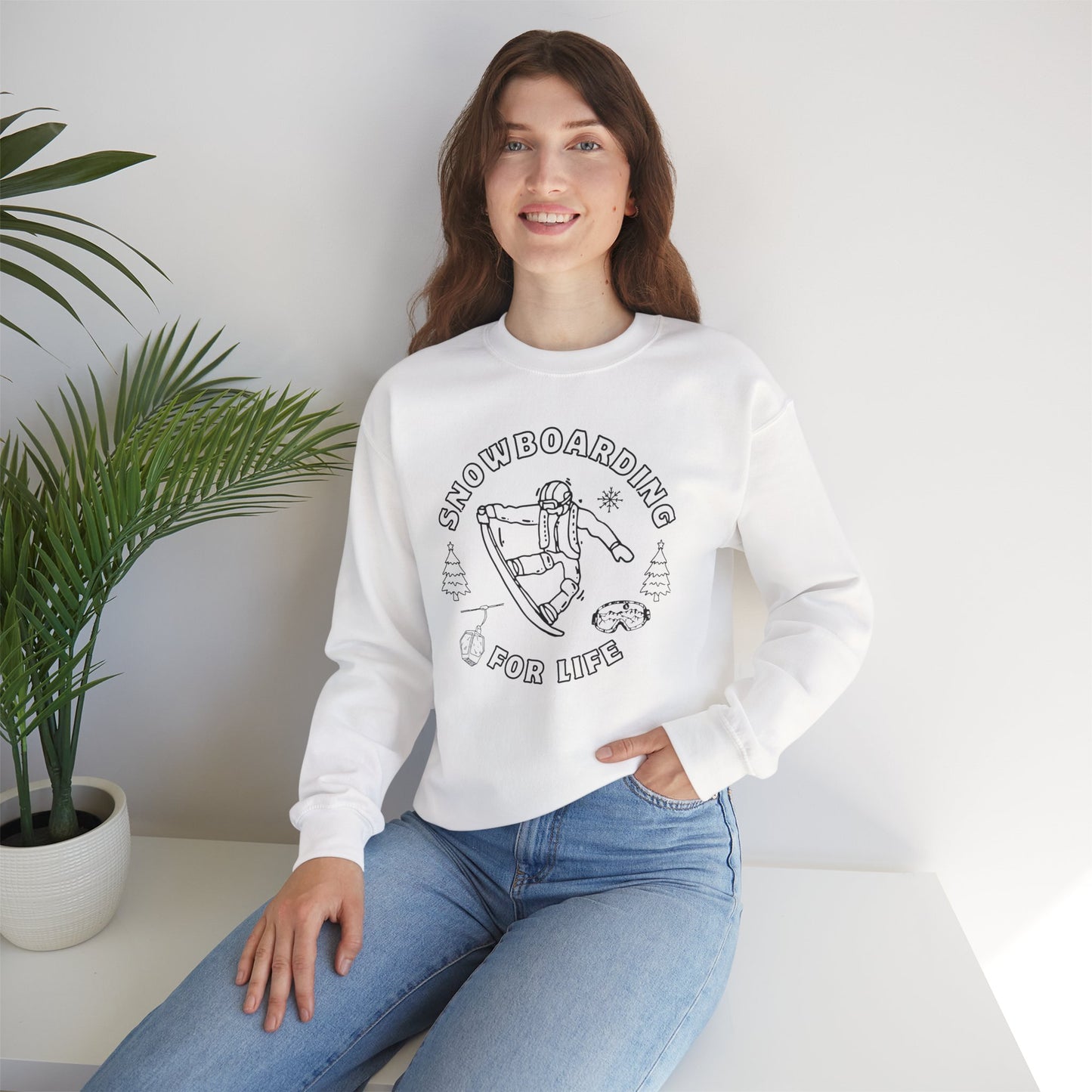 Snowboarding Crewneck Sweatshirt – Retro Snowboarder Graphic