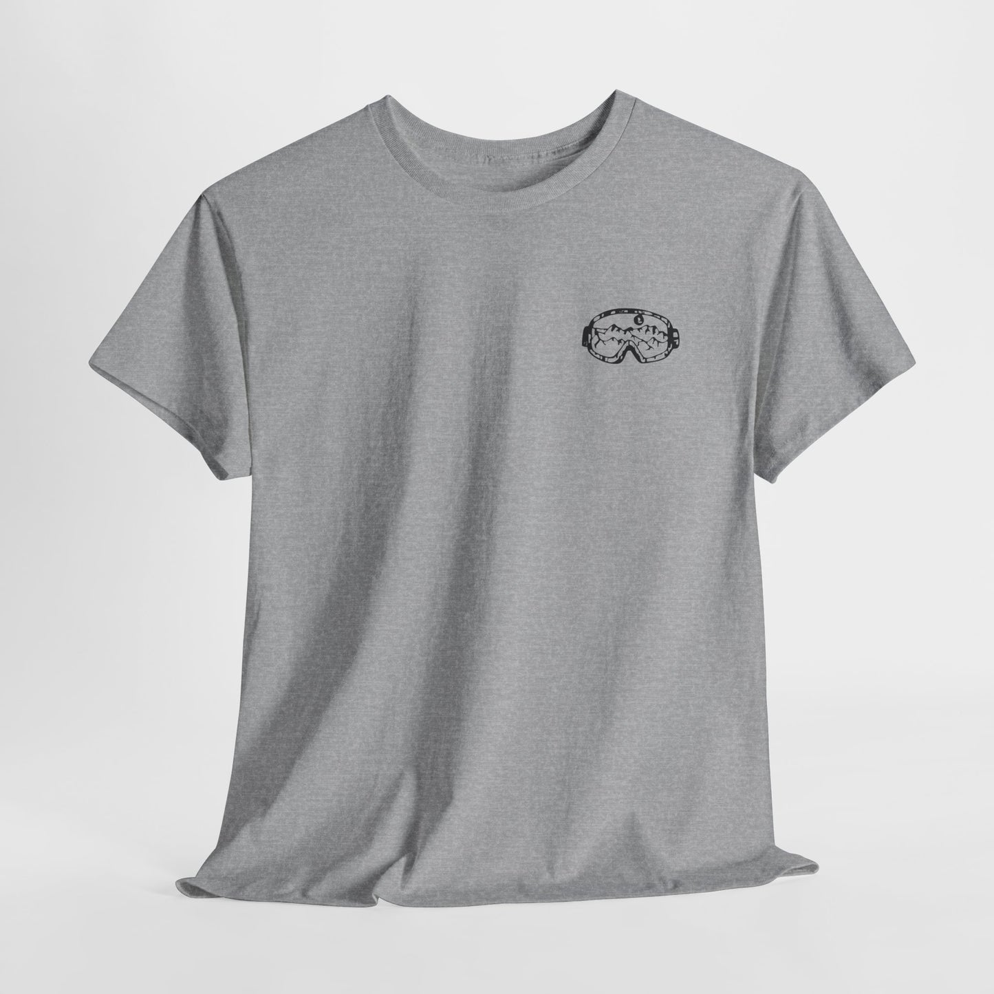 T-Shirt — Minimal Mushroom Chest Print Tee (Vintage Line Art)