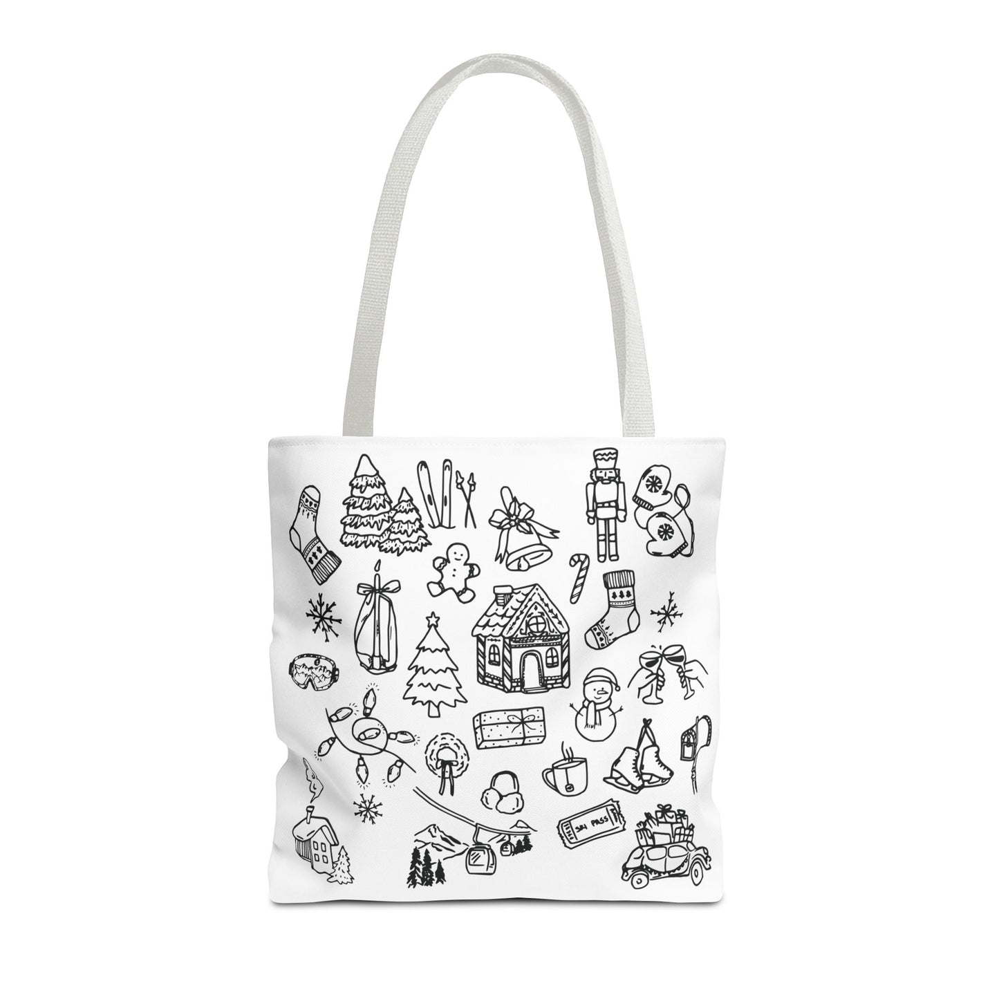 Holiday Doodle Tote Bag — Festive Christmas