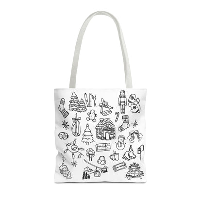 Holiday Doodle Tote Bag — Festive Christmas