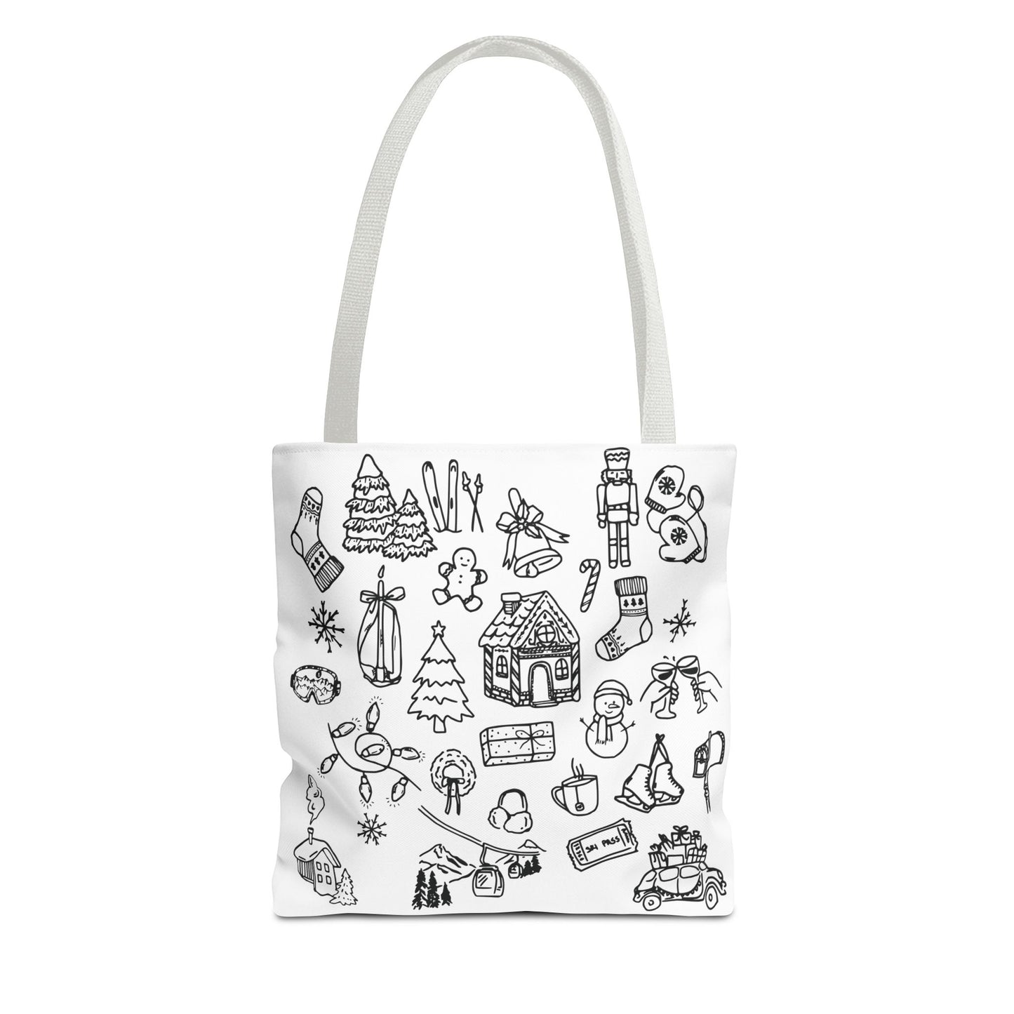 Holiday Doodle Tote Bag — Festive Christmas