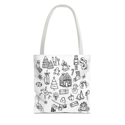 Holiday Doodle Tote Bag — Festive Christmas