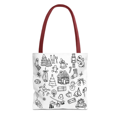 Holiday Doodle Tote Bag — Festive Christmas