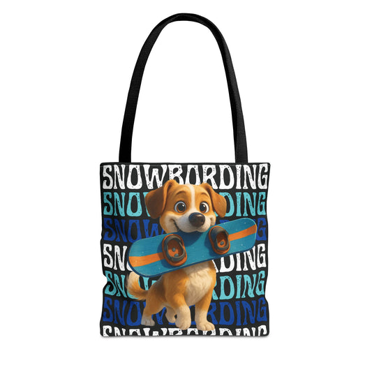 Snowboarding Puppy Tote Bag