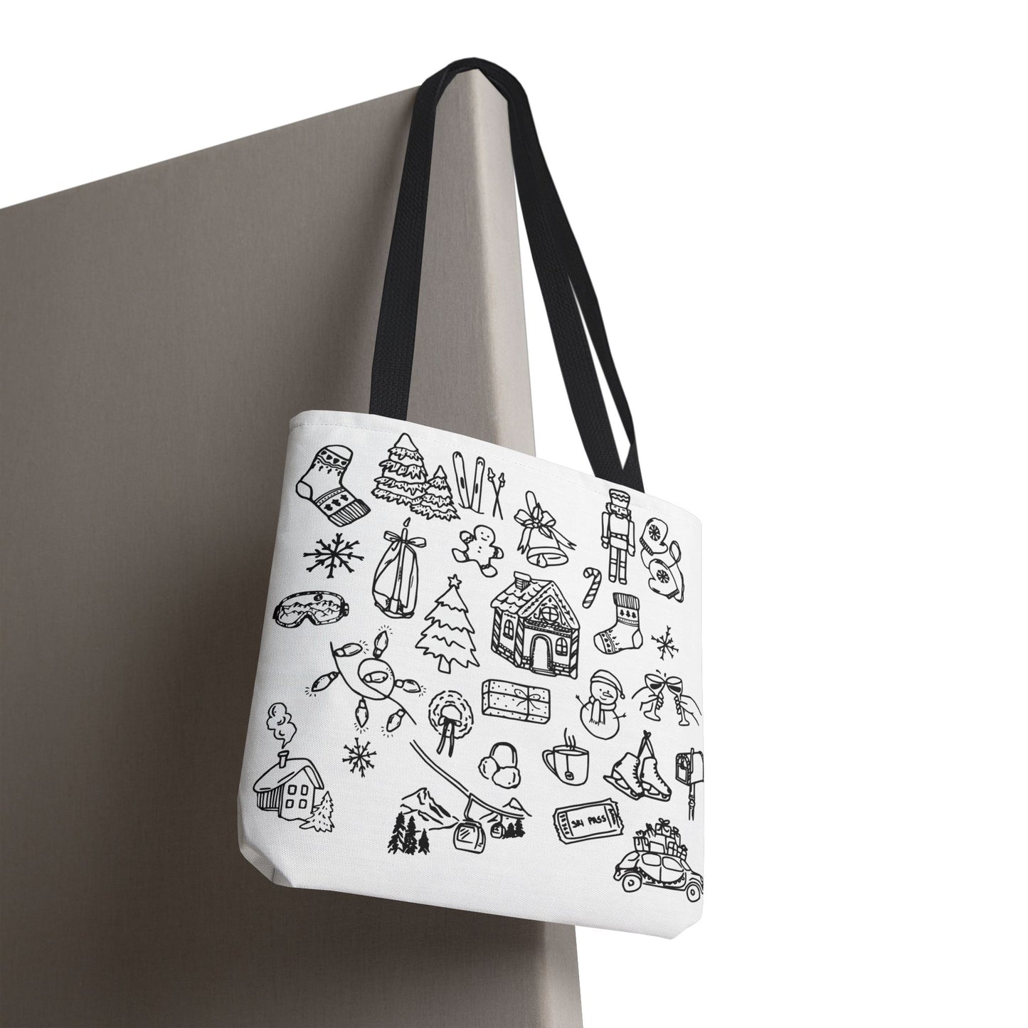 Holiday Doodle Tote Bag — Festive Christmas