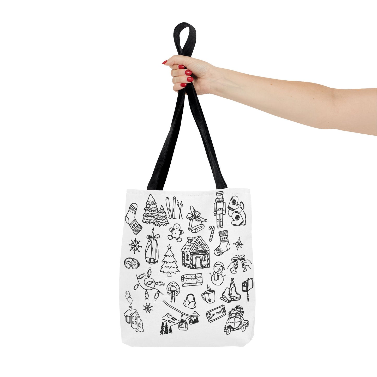 Holiday Doodle Tote Bag — Festive Christmas