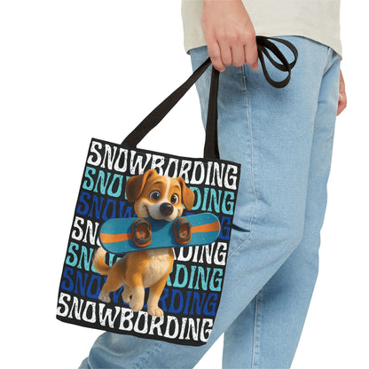 Snowboarding Puppy Tote Bag