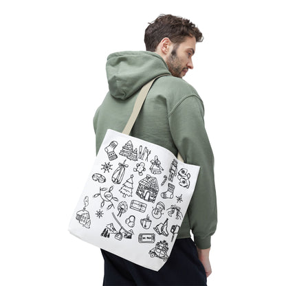 Holiday Doodle Tote Bag — Festive Christmas