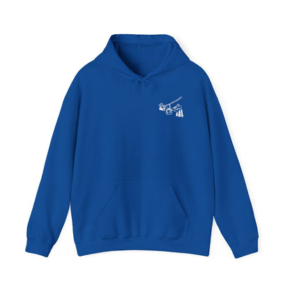 Hoodie — Minimal Ski Resort Line Art Hoodie (chairlift, skis & mountain)