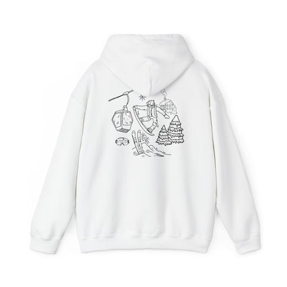 Hoodie — Minimal Ski Resort Line Art Hoodie (chairlift, skis & mountain)