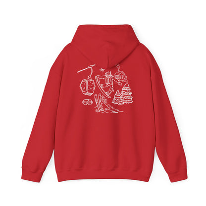 Hoodie — Minimal Ski Resort Line Art Hoodie (chairlift, skis & mountain)