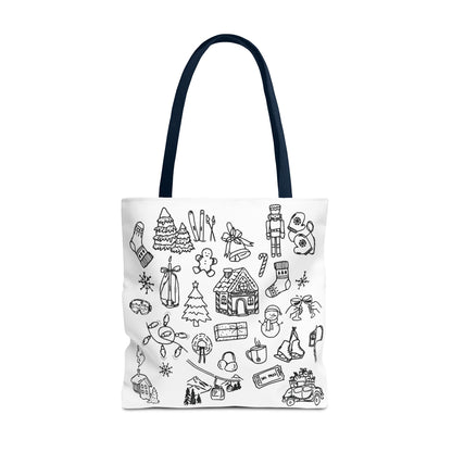 Holiday Doodle Tote Bag — Festive Christmas