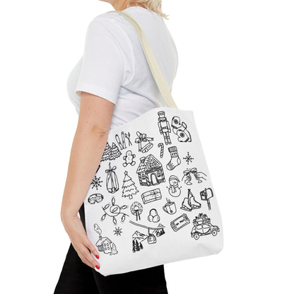Holiday Doodle Tote Bag — Festive Christmas
