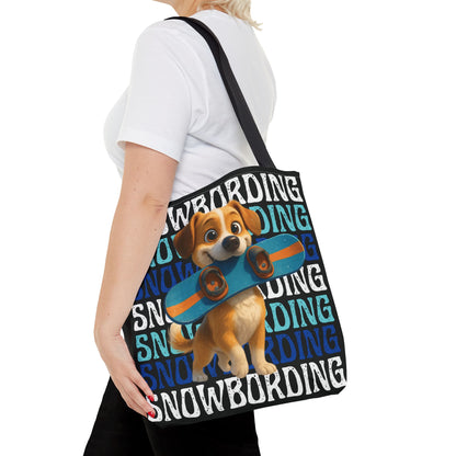 Snowboarding Puppy Tote Bag