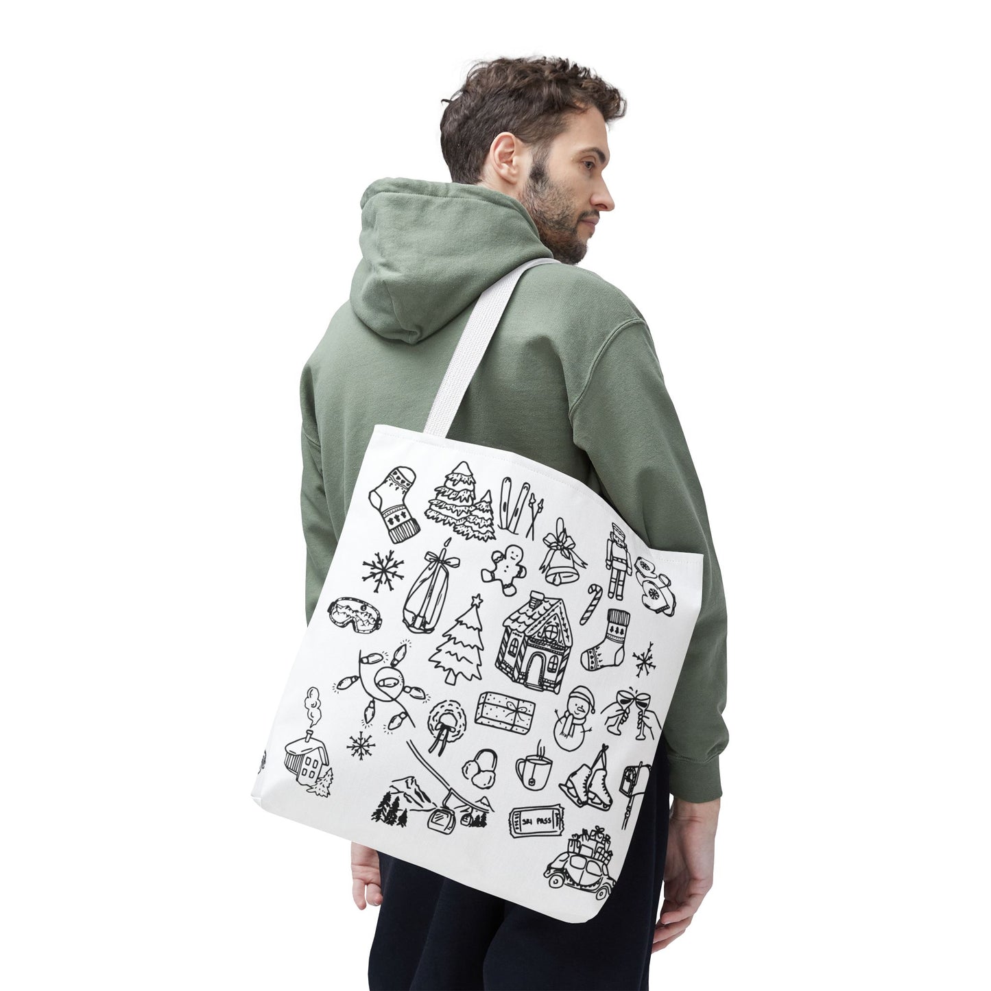 Holiday Doodle Tote Bag — Festive Christmas
