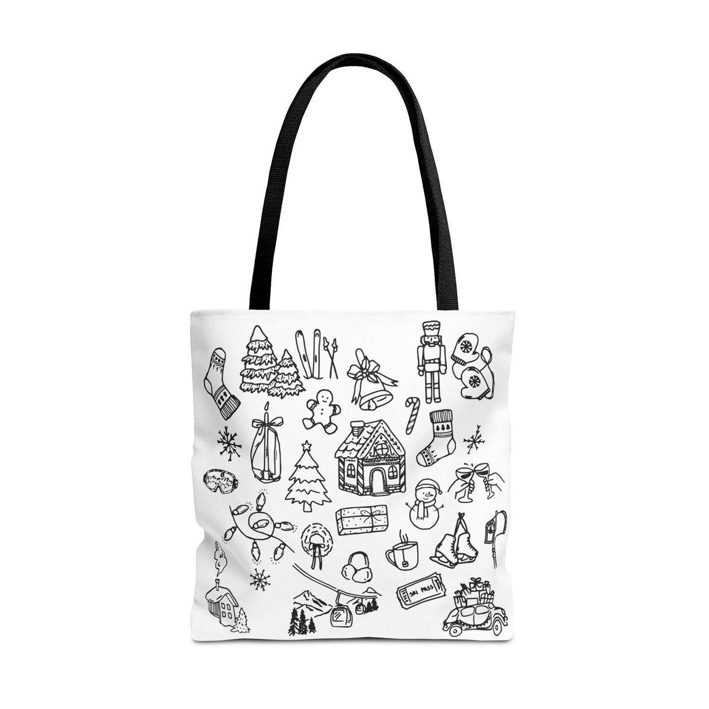 Holiday Doodle Tote Bag — Festive Christmas