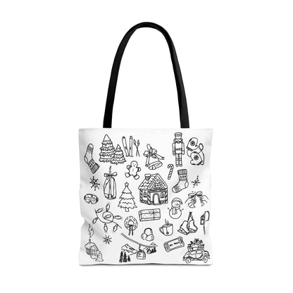 Holiday Doodle Tote Bag — Festive Christmas