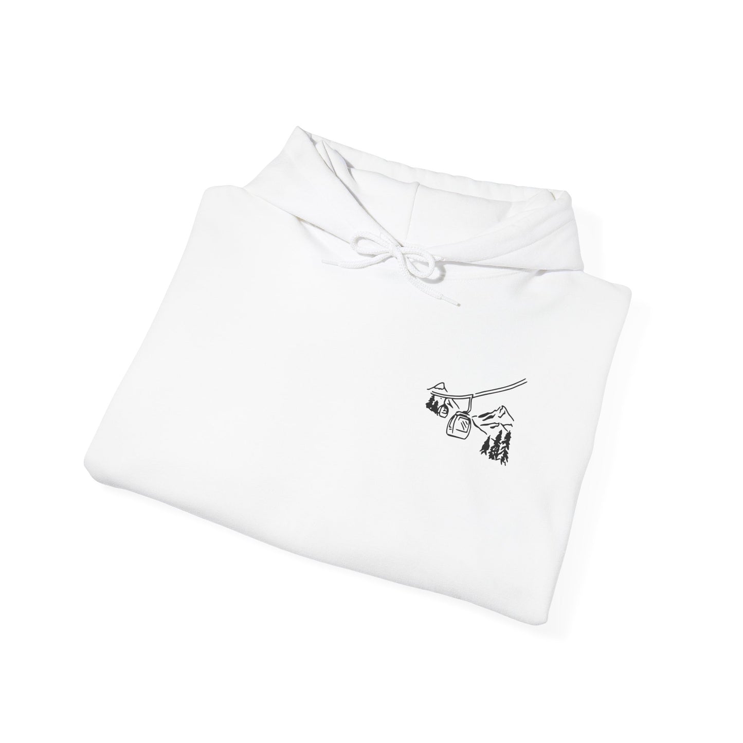 Hoodie — Minimal Ski Resort Line Art Hoodie (chairlift, skis & mountain)