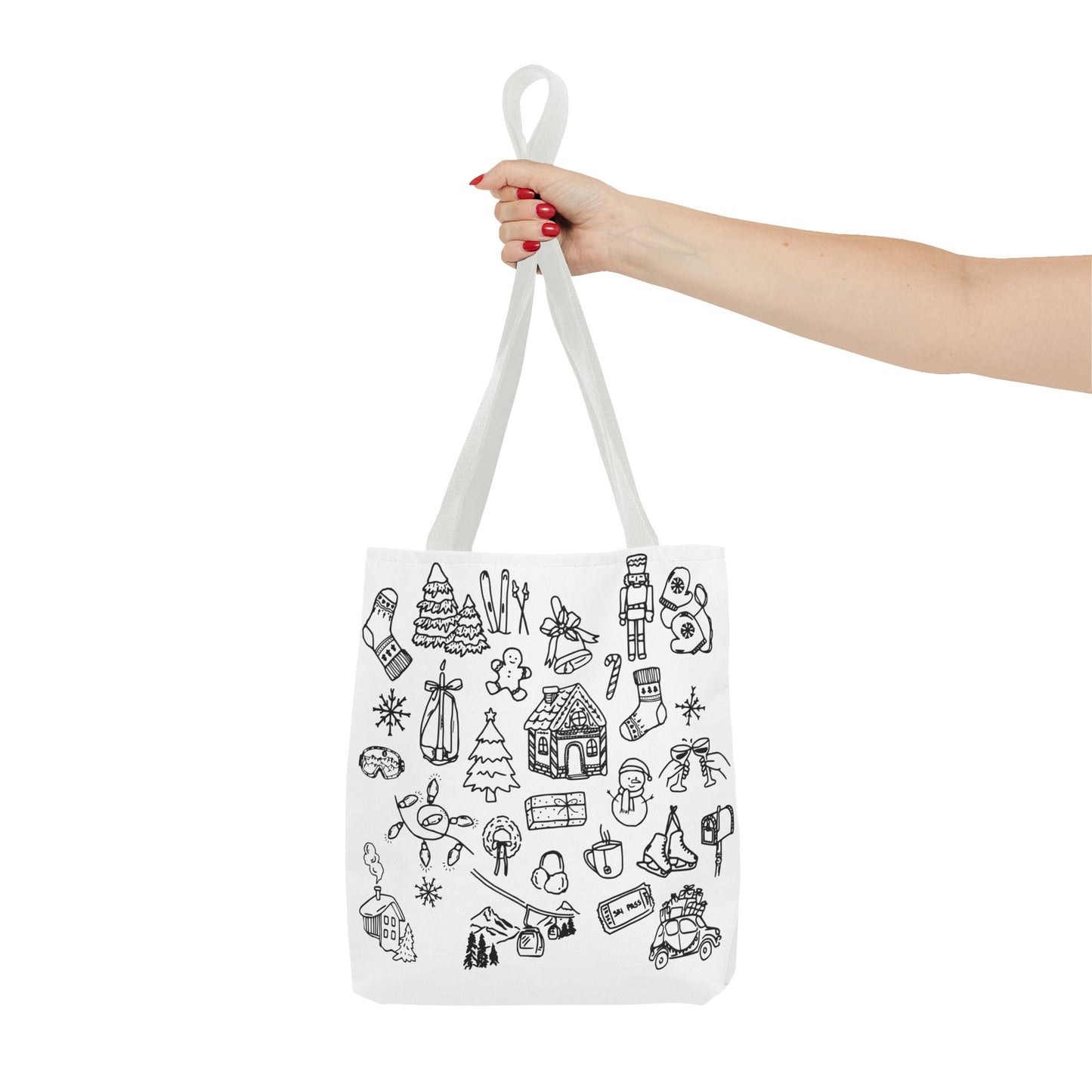 Holiday Doodle Tote Bag — Festive Christmas