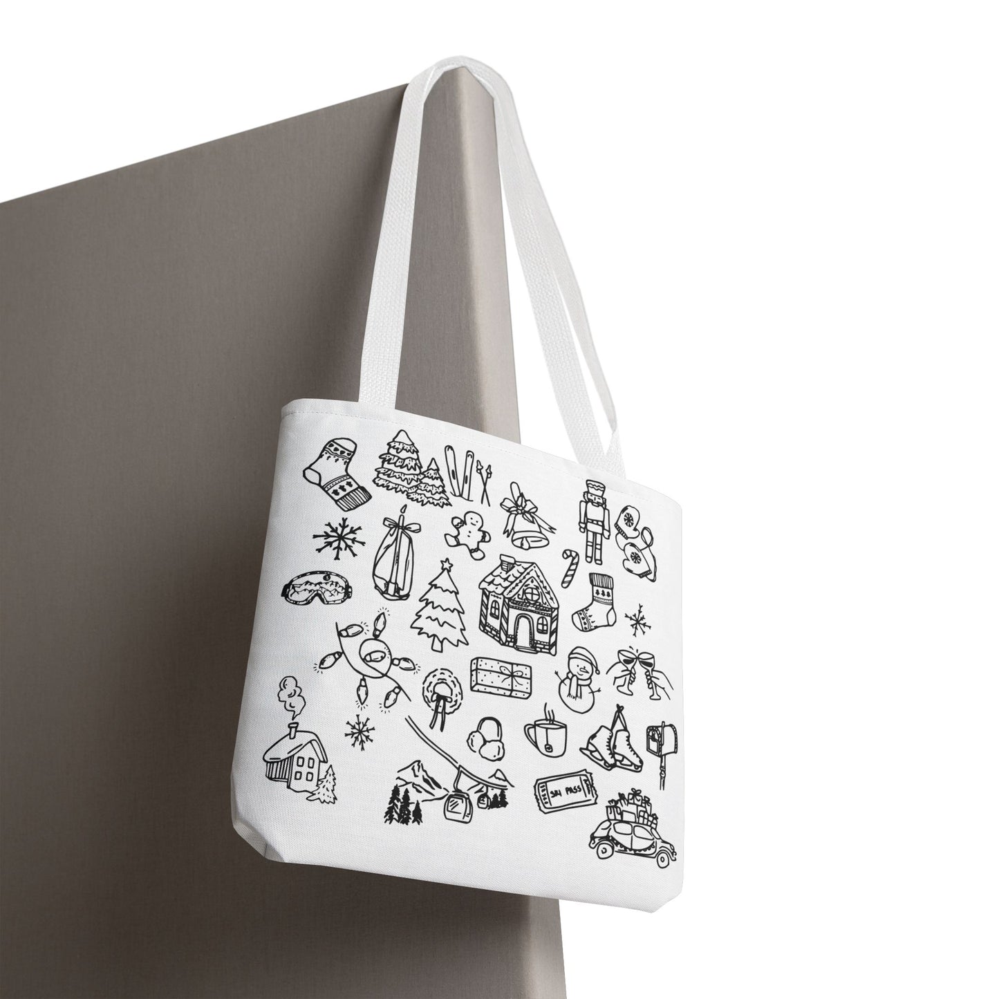 Holiday Doodle Tote Bag — Festive Christmas